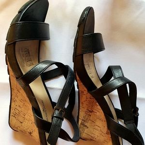 fashionable criss cross wedge sandal